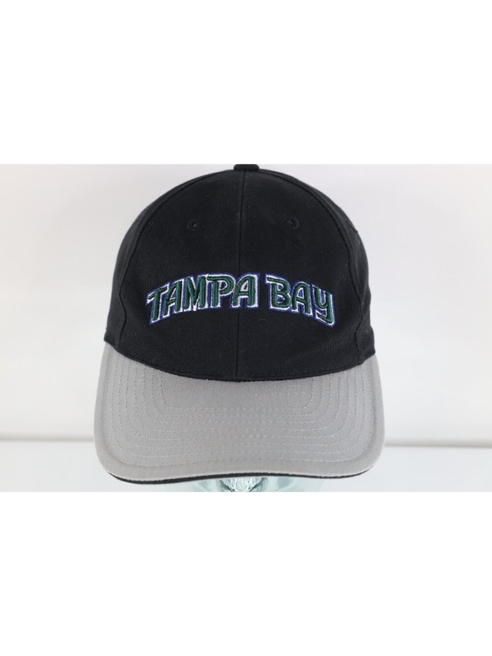 Vintage 90s Y2K Logo Athletic Spell Out Tampa Bay Devil Rays Baseball Hat Black